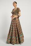 Shop_Rabani & Rakha_Multi Color Georgette, Sheeting V Neck Rabia Printed Lehenga Set _Online_at_Aza_Fashions