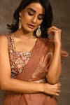 Buy_Radhika & Raghav_Brown Chiffon Embroidery Thread Ruffle Pre-stitched Saree With Blouse  _Online_at_Aza_Fashions