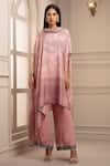 Rajdeep Ranawat_Pink Silk Cowl Asymmetric Draped Tunic And Pant Set  _Online_at_Aza_Fashions