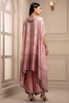 Shop_Rajdeep Ranawat_Pink Silk Cowl Asymmetric Draped Tunic And Pant Set  _at_Aza_Fashions