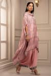 Buy_Rajdeep Ranawat_Pink Silk Cowl Asymmetric Draped Tunic And Pant Set  _at_Aza_Fashions