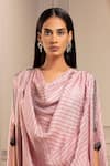 Shop_Rajdeep Ranawat_Pink Silk Cowl Asymmetric Draped Tunic And Pant Set  _Online_at_Aza_Fashions