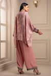 Shop_Rajdeep Ranawat_Pink Silk Mandarin Collar Asymmetric Kaftan Tunic And Pant Set  _at_Aza_Fashions