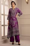 Buy_Rajdeep Ranawat_Purple Silk Band Collar Kurta And Pant Set  _at_Aza_Fashions