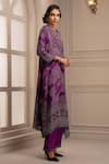 Rajdeep Ranawat_Purple Silk Band Collar Kurta And Pant Set  _Online_at_Aza_Fashions