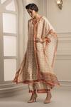 Buy_Rajdeep Ranawat_Beige Silk Band Collar Flared Kurta Set  _at_Aza_Fashions