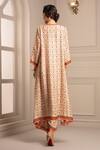 Shop_Rajdeep Ranawat_Beige Silk Band Collar Flared Kurta Set  _at_Aza_Fashions