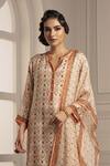 Buy_Rajdeep Ranawat_Beige Silk Band Collar Flared Kurta Set  _Online_at_Aza_Fashions