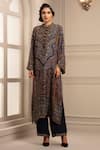 Buy_Rajdeep Ranawat_Blue Silk Mandarin Collar Kurta And Pant Set  _at_Aza_Fashions