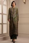 Buy_Rajdeep Ranawat_Green Silk Mandarin Collar Kurta And Pant Set  _at_Aza_Fashions