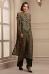 Rajdeep Ranawat_Green Silk Mandarin Collar Kurta And Pant Set  _Online_at_Aza_Fashions