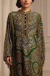 Buy_Rajdeep Ranawat_Green Silk Mandarin Collar Kurta And Pant Set  _Online_at_Aza_Fashions