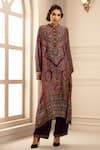 Buy_Rajdeep Ranawat_Purple Silk Mandarin Collar Kurta And Pant Set  _at_Aza_Fashions