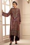 Buy_Rajdeep Ranawat_Purple Silk Mandarin Collar Kurta And Pant Set  _Online_at_Aza_Fashions