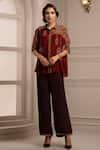 Buy_Rajdeep Ranawat_Red Silk Spread Collar Shirt Tunic And Pant Set  _at_Aza_Fashions