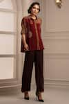 Rajdeep Ranawat_Red Silk Spread Collar Shirt Tunic And Pant Set  _Online_at_Aza_Fashions