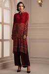 Buy_Rajdeep Ranawat_Red Silk Spread Collar Shirt Tunic And Pant Set  _at_Aza_Fashions