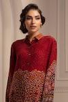 Buy_Rajdeep Ranawat_Red Silk Spread Collar Shirt Tunic And Pant Set  _Online_at_Aza_Fashions