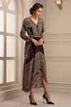 Rajdeep Ranawat_Black Silk V Neck Asymmetric Dress  _Online_at_Aza_Fashions