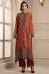 Rajdeep Ranawat_Orange Silk Mandarin Collar Kurta And Pant Set  _Online_at_Aza_Fashions