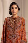 Buy_Rajdeep Ranawat_Orange Silk Mandarin Collar Kurta And Pant Set  _Online_at_Aza_Fashions