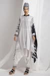 Buy_Rajdeep Ranawat_White Silk Mandarin Collar Kaftan Tunic And Draped Pant Set  _Online_at_Aza_Fashions