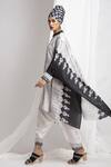 Rajdeep Ranawat_White Silk Mandarin Collar Kaftan Tunic And Draped Pant Set  _Online_at_Aza_Fashions