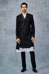 Buy_Raghavendra Rathore Jodhpur_Black Tanchoi Wrap Style Robe Jacket _Online_at_Aza_Fashions