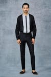 Buy_Raghavendra Rathore Jodhpur_Black Cotton Color Block Shirt _at_Aza_Fashions
