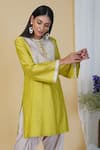 Buy_Radhika & Raghav_Green Silk Chanderi And Organza Embroidery Thread Kurta & Dhoti Pant Set _Online_at_Aza_Fashions