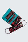 Buy_Rabani & Rakha_Black Floral Face Mask And Pocket Square Gift Box _at_Aza_Fashions