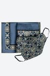 Buy_Rabani & Rakha_Blue Floral Face Mask And Pocket Square Gift Box _at_Aza_Fashions