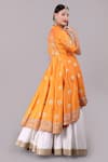 Shop_Rashika Sharma_Orange Embroidery Mandarin Collar Kurta And Lehenga Set _at_Aza_Fashions