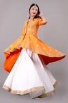 Rashika Sharma_Orange Embroidery Mandarin Collar Kurta And Lehenga Set _Online_at_Aza_Fashions