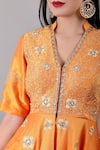 Shop_Rashika Sharma_Orange Embroidery Mandarin Collar Kurta And Lehenga Set _Online_at_Aza_Fashions