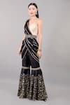 Buy_Rashika Sharma_Black Sharara Handloom Silk Saree Georgette Blouse Dupion With _at_Aza_Fashions