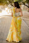Shop_Nikita Vishakha_Yellow Saree Georgette Embroidered Floral Motifs Sweetheart Ruffle With Blouse_at_Aza_Fashions