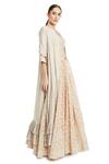 Rocky Star_Beige Silk Cape Lehenga Set_Online_at_Aza_Fashions