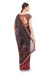 Shop_Rocky Star_Brown Kimkhab Brocade Abstract Print Saree With Blouse_at_Aza_Fashions