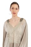 Rocky Star_Beige Floral Lace Satin Tunic_at_Aza_Fashions