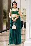 Buy_Rashika Sharma_Green Georgette Lining Shantoon Sweetheart Neck Embellished Lehenga Set _at_Aza_Fashions