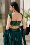 Shop_Rashika Sharma_Green Georgette Lining Shantoon Sweetheart Neck Embellished Lehenga Set _at_Aza_Fashions