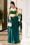 Rashika Sharma_Green Georgette Lining Shantoon Sweetheart Neck Embellished Lehenga Set _Online_at_Aza_Fashions