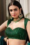 Buy_Rashika Sharma_Green Georgette Lining Shantoon Sweetheart Neck Embellished Lehenga Set _Online_at_Aza_Fashions