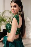 Shop_Rashika Sharma_Green Georgette Lining Shantoon Sweetheart Neck Embellished Lehenga Set _Online_at_Aza_Fashions