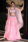 Rashika Sharma_Pink Blouse Croma Silk Embellished Scoop Neck Lehenga Set _Online_at_Aza_Fashions