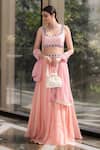 Buy_Rashika Sharma_Pink Blouse , Lehenga Chiffon And And Embellished Set _Online_at_Aza_Fashions