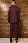 Shop_Qbik_Maroon Viscose Wool Button Front Bandhgala Set _at_Aza_Fashions