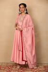 Shop_Rashika Sharma_Pink Anarkali Chanderi Silk Dupatta Georgette Churidaar And Lining Set _at_Aza_Fashions