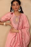 Shop_Rashika Sharma_Pink Anarkali Chanderi Silk Dupatta Georgette Churidaar And Lining Set _Online_at_Aza_Fashions